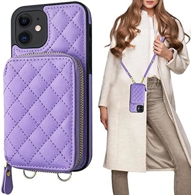 iPhone 12/12 Pro crossbody torba, RFID osłonięty PU skórzany pasek uchwyt z gniazdkiem do kart Split torba bransoletka lanyard