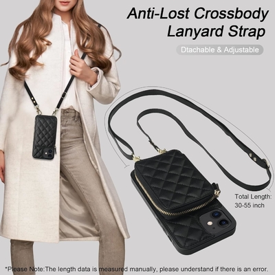 iPhone 12/12 Pro crossbody torba, RFID osłonięty PU skórzany pasek uchwyt z gniazdkiem do kart Split torba bransoletka lanyard