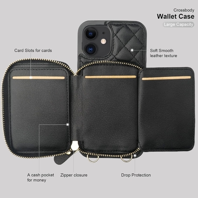 iPhone 12/12 Pro crossbody torba, RFID osłonięty PU skórzany pasek uchwyt z gniazdkiem do kart Split torba bransoletka lanyard