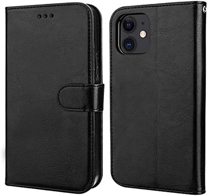Kompatybilny z iPhone'em 12/Pro, portfel z uchwytem do kart PU, skórzany stojak, odporny na wstrząsy, pas do nadgarstka, 6,1-calowa musza