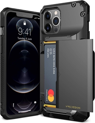 Dla iPhone'a 12 Pro Max z [4 kartami]Premium solid credit card slot wallet dla iPhone'a 12 Pro Max 6,7-calowy