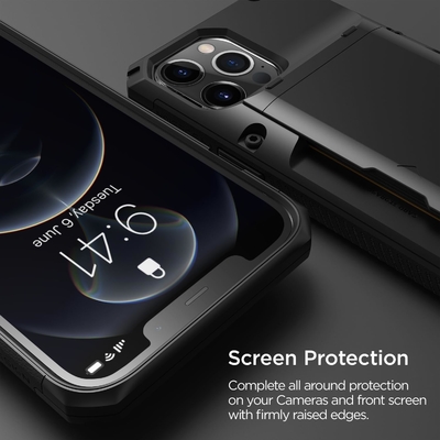 Dla iPhone'a 12 Pro Max z [4 kartami]Premium solid credit card slot wallet dla iPhone'a 12 Pro Max 6,7-calowy