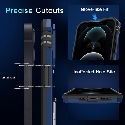 iPhone 12 Pro Max z okładką kamery slajdów + ochroną ekranu ((1 opakowanie), obrotowy pierścień Kickstand Wojskowy stojak szokujący