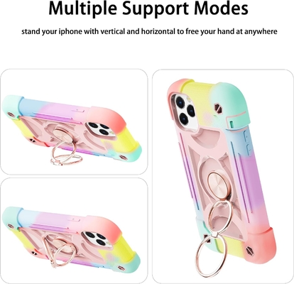 iPhone 12 Pro Max Case 6.7&quot; - Ciężko odporny na wstrząsy, stojak na pierścień, szkło ekranu i ochronę obiektywu aparatu (Rainbow Pink)