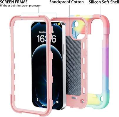 iPhone 12 Pro Max Case 6.7&quot; - Ciężko odporny na wstrząsy, stojak na pierścień, szkło ekranu i ochronę obiektywu aparatu (Rainbow Pink)