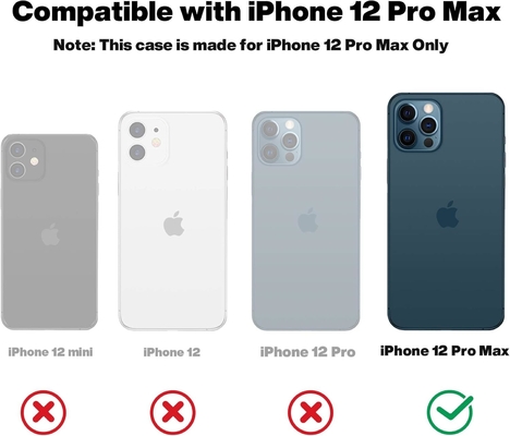 iPhone 12 Pro Max Case, ochrona wojskowa, silikon odporny na wstrząsy, odciski palców i osuszenie, obudowa telefoniczna