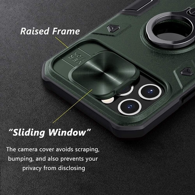 Pudełko iPhone 12 Pro Max z osłoną kamery i podnośnikiem, osłoną ochronną wojskową,