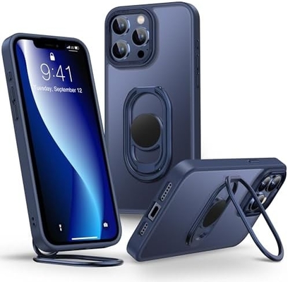 Osłony dla iPhone'a 12 Pro Max Fundacja z podkładką, Fundacja telefoniczna z podwójnym uchwytem pierścienia [regulowalny i składany]