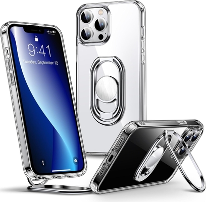 Osłony dla iPhone'a 12 Pro Max Fundacja z podkładką, Fundacja telefoniczna z podwójnym uchwytem pierścienia [regulowalny i składany]