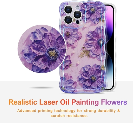 iPhone 12 Pro Max, kolorowy retro wydruk oleju wzór laserowy błyszczący uroczy kręcony falisty krawędź wyśmienita obudowa telefonu