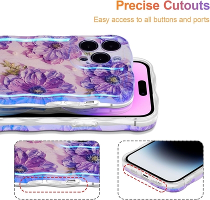 iPhone 12 Pro Max, kolorowy retro wydruk oleju wzór laserowy błyszczący uroczy kręcony falisty krawędź wyśmienita obudowa telefonu