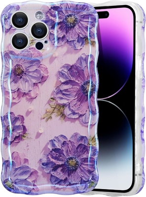 iPhone 12 Pro Max, kolorowy retro wydruk oleju wzór laserowy błyszczący uroczy kręcony falisty krawędź wyśmienita obudowa telefonu