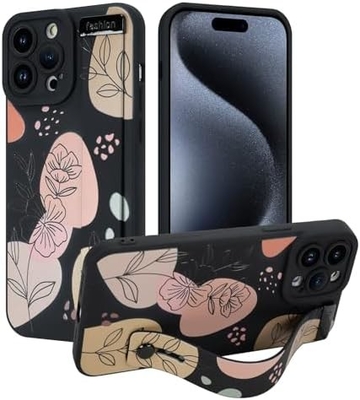 iPhone 12 Pro Max Silicone Case z paskiem dla kobiet Dziewczyny Cute Florale Flowers Pattern Design Regulowalny Soft Wirstband