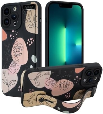 iPhone 12 Pro Max Silicone Case z paskiem dla kobiet Dziewczyny Cute Florale Flowers Pattern Design Regulowalny Soft Wirstband