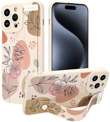 iPhone 12 Pro Max Silicone Case z paskiem dla kobiet Dziewczyny Cute Florale Flowers Pattern Design Regulowalny Soft Wirstband