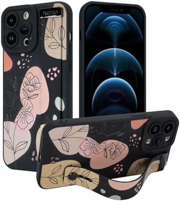 iPhone 12 Pro Max Silicone Case z paskiem dla kobiet Dziewczyny Cute Florale Flowers Pattern Design Regulowalny Soft Wirstband