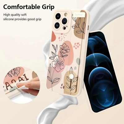 iPhone 12 Pro Max Silicone Case z paskiem dla kobiet Dziewczyny Cute Florale Flowers Pattern Design Regulowalny Soft Wirstband