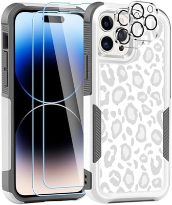 [5 w 1 dla iPhone 15 Plus Case, z 2 pakietami ochronnych ekranów + 2 pakietami ochronnych obiektywów, ciężko działający, wytrzymały