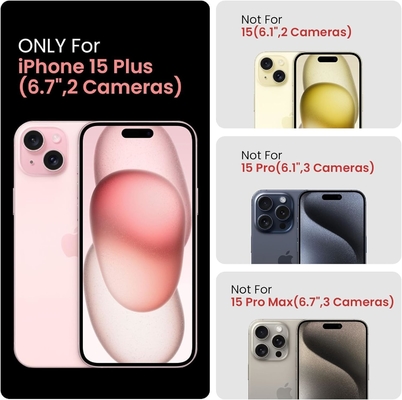 [5 w 1 dla iPhone 15 Plus Case, z 2 pakietami ochronnych ekranów + 2 pakietami ochronnych obiektywów, ciężko działający, wytrzymały
