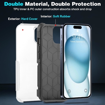 [5 w 1 dla iPhone 15 Plus Case, z 2 pakietami ochronnych ekranów + 2 pakietami ochronnych obiektywów, ciężko działający, wytrzymały