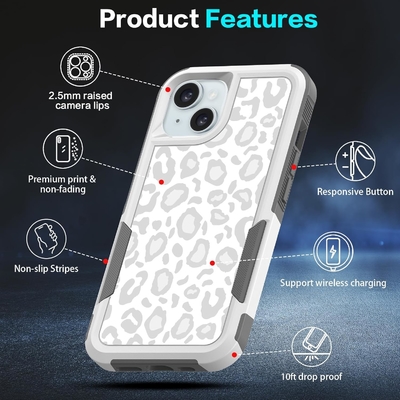 [5 w 1 dla iPhone 15 Plus Case, z 2 pakietami ochronnych ekranów + 2 pakietami ochronnych obiektywów, ciężko działający, wytrzymały