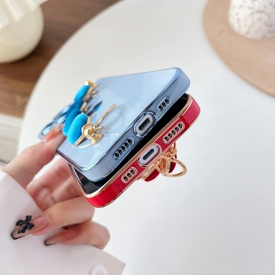 dla iPhone 12 Pro Max Case, Cute Plating Love Heart Wrist Strap Chain Bracelet Soft Kompatybilny z
