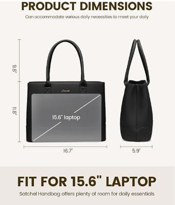 Laptop Bag for Women, Computer Work Tote Bag, Business Shoulder Handbag, Office Briefcase for Gift, Travel, Teacher