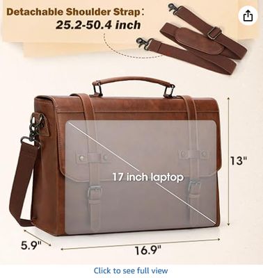 RAINSMORE Mens Messenger Bag 17 Inch Waterproof Vintage Skóra Laptop Portfel Duża Laptop Taska Satchel Taska Komputer Browarek do Biura Podróże Biznesowe College