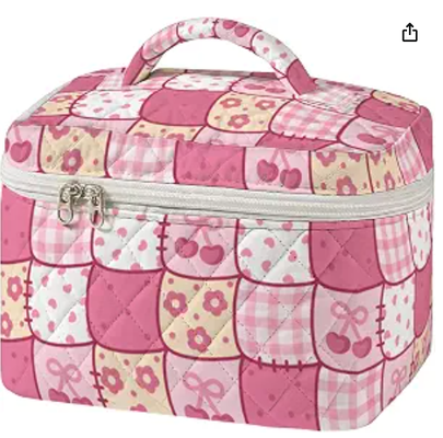 Duża pikowana kosmetyczka w stylu vintage, wzór do szycia, kosmetyczna torba podróżna dla kobiet, patchworkowa estetyczna kosmetyczka z uchwytem, organizer na kosmetyki, pędzle i akcesoria