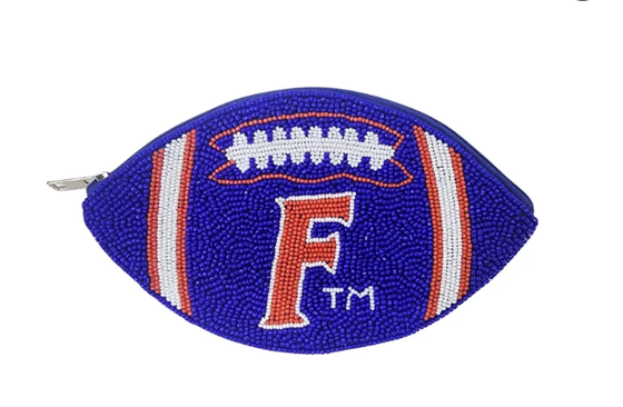 UF UNIVERSITY OF FLORIDA TORBA NA MONETY Z KORALIKAMI W KSZTAŁCIE PIŁKI NOŻNEJ