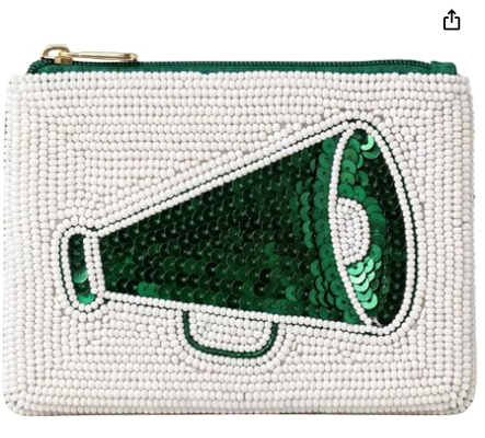 Beaded Coin Purse Change Zipper Pouch Wallet Softball | Handmade Beadwork, Compact Organizer, Cash Holder, Card Storage, Makeup Pouch, Giftable Accessory, Everyday Carry