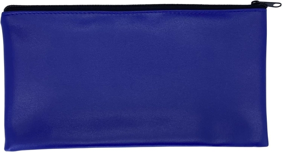 Blue Bank Security Deposit Zipper Bag, wodoodporna, powlekana winylem, zewnętrzna skóra z miękką podszewką wewnętrzną.