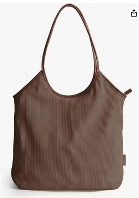 Torba typu shopper z sztruksu dla kobiet z zamkiem błyskawicznym, casualowa torba na ramię, lekka torba podróżna typu hobo z uchwytami ze skóry PU, torba plażowa do podróży, na zakupy, na kampus